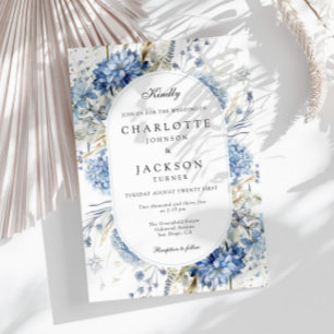 Dusty Blue Hydrangea Wildflower Wedding Invitation