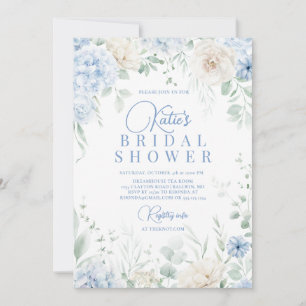 Dusty Blue Hydrangeas Bridal Shower  Invitation