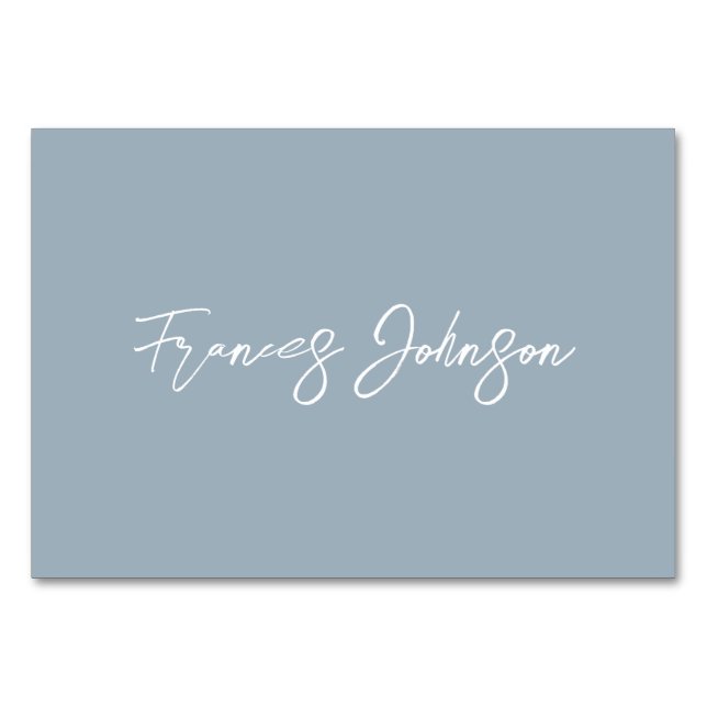 Dusty Blue Individual Name Table Card (Front)