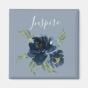 Dusty Blue Inspire Script Watercolor Elegant Magnet
