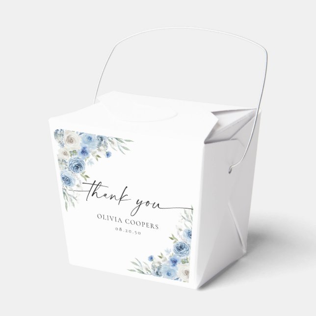 Dusty Blue Ivory Baby Shower Favour Box (Front Side)