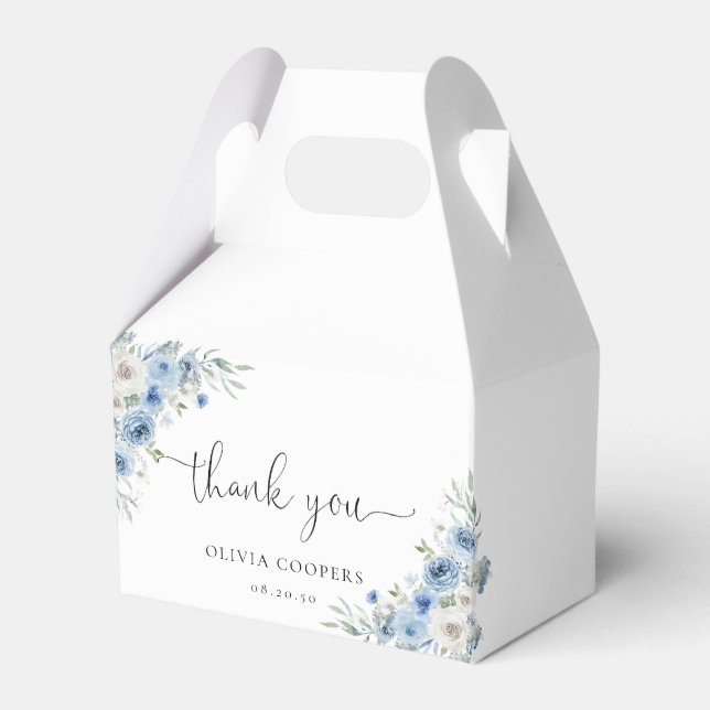 Dusty Blue Ivory Baby Shower Favour Box (Front Side)