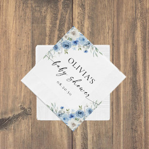 Dusty Blue Ivory Baby Shower Paper Napkin