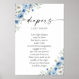 Dusty Blue Ivory Baby Shower Poster