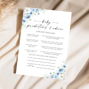 Dusty Blue Ivory Baby Shower Predictions Card