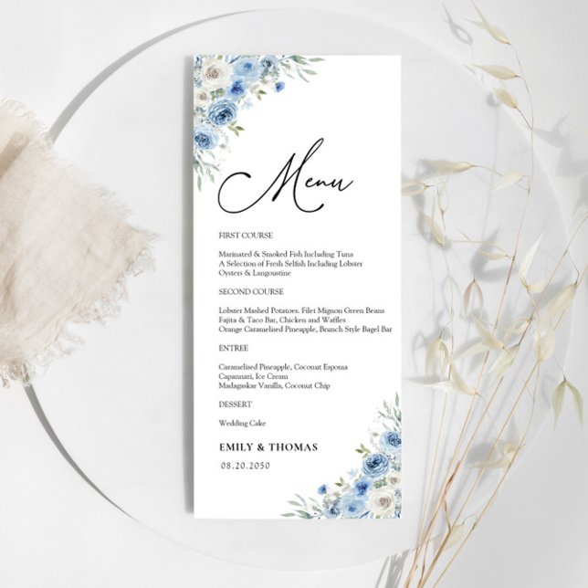 Dusty Blue Ivory Bridal Shower Menu (Creator Uploaded)