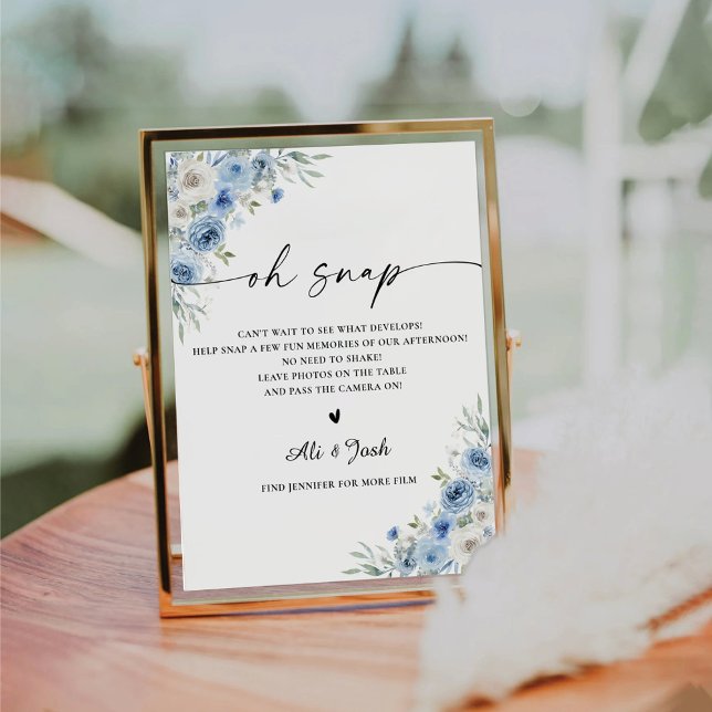 Dusty Blue Ivory Bridal Shower Oh Snap Sign (Creator Uploaded)