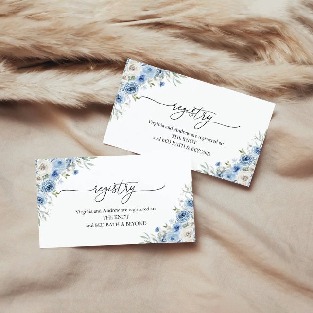 Dusty Blue Ivory Bridal Shower Registry Enclosure Card (Creator Uploaded)