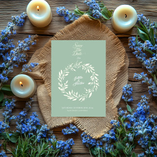Dusty Blue & Ivory Circle Save the Date - Wedding Invitation