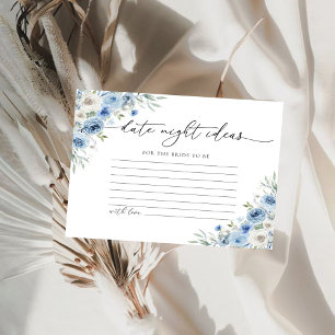 Dusty Blue Ivory Date Night Ideas Card