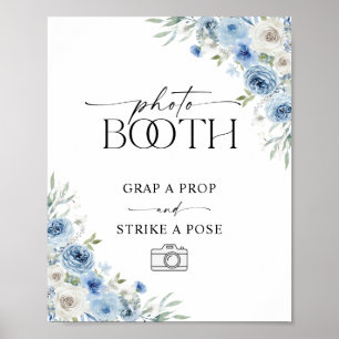 Dusty Blue Ivory Floral Photo Booth Signs