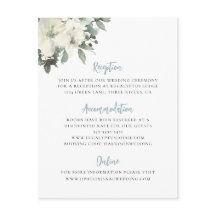Dusty Blue Ivory Floral Wedding Enclosure Card