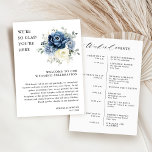 Dusty Blue Ivory Floral Weekend Events Program Invitation<br><div class="desc">Dusty blue floral wedding weekend events program / timeline featuring elegant bouquet of navy blue, royal blue , white , gold, champagne ivory, blush colour rose , ranunculus flower buds and sage green eucalyptus leaves and elegant watercolor bouquet. Please contact me for any help in customisation or if you need...</div>