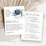 Dusty Blue Ivory Floral Weekend Events Program Invitation<br><div class="desc">Dusty blue floral wedding weekend events program / timeline featuring elegant bouquet of navy blue, royal blue , white , gold, champagne ivory, blush colour rose , ranunculus flower buds and sage green eucalyptus leaves and elegant watercolor bouquet. Please contact me for any help in customisation or if you need...</div>