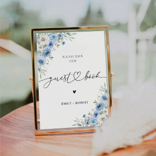 Dusty Blue Ivory Guest Book Sign