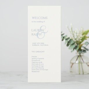 Dusty Blue Ivory Monogram Welcome Wedding Program Programme