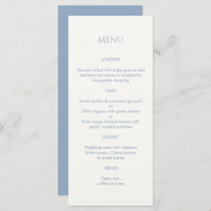 Dusty Blue & Ivory Monogrammed Wedding Menu
