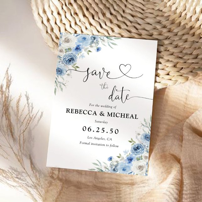 Dusty Blue Ivory Save The Date Cards (Creator Uploaded)