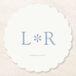 Dusty Blue & Ivory Simple Chic Couple Paper Coaster