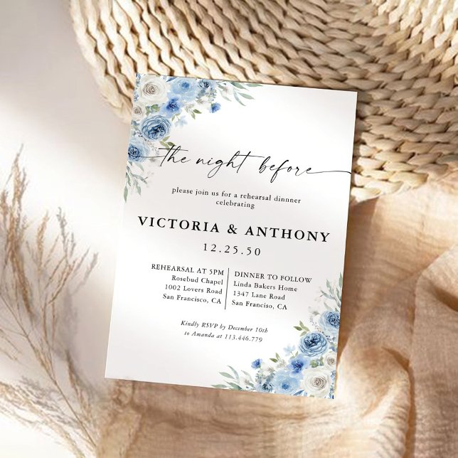 Dusty Blue Ivory The Night Before Invitation (Creator Uploaded)