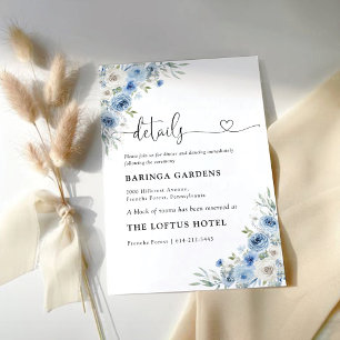 Dusty Blue Ivory Wedding Ceremony Enclosure Card