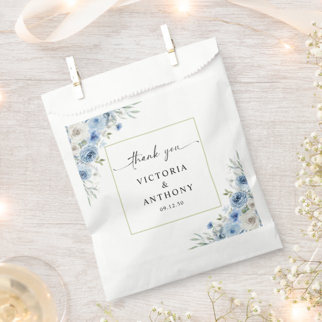 Dusty Blue Ivory Wedding Ceremony Favour Bag (Clipped)