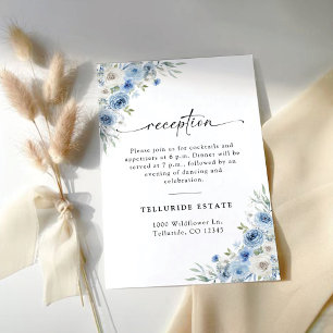 Dusty Blue Ivory Wedding Ceremony Reception Enclosure Card