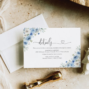 Dusty Blue Ivory Wedding Enclosure Card