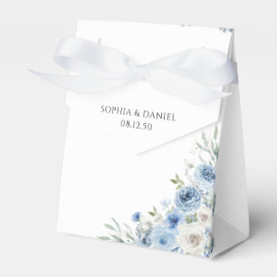 Dusty Blue Ivory Wedding Favour Box