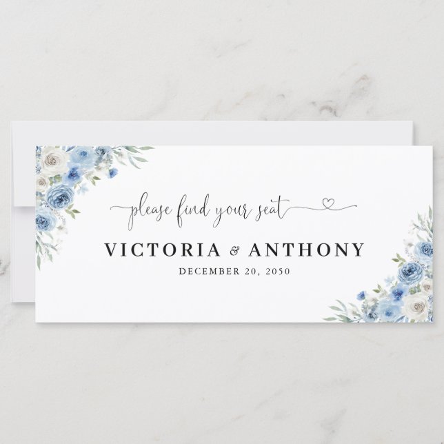 Dusty Blue Ivory Wedding Head Table Sign (Front)