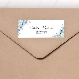 Dusty Blue Ivory Wedding Return Address Label