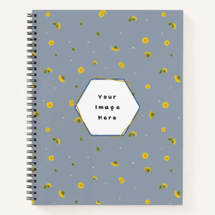 Dusty Blue Japanese Dandelion Floral Pattern Notebook