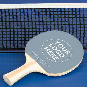 Dusty Blue l Professional Business Logo & Text Ping Pong Paddle