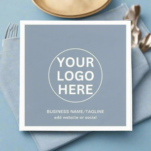 Dusty Blue l Promotional Business Logo & Text Napkin