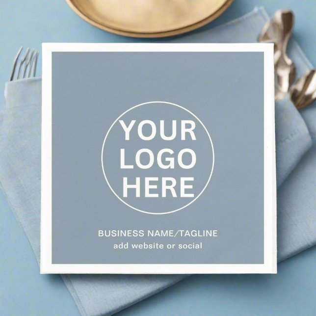 Dusty Blue l Promotional Business Logo & Text  Napkin (Creator Uploaded)