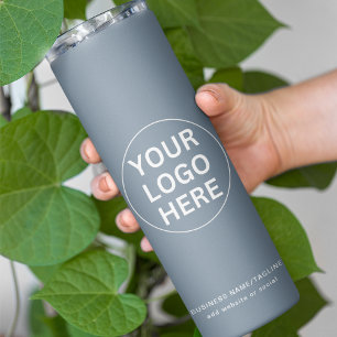 Dusty Blue l Promotional Business Logo & Text Thermal Tumbler