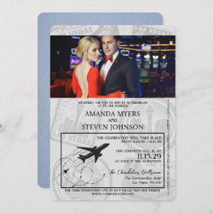 Dusty Blue Las Vegas Passport Wedding Invitation