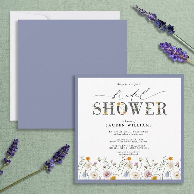 Dusty Blue Lavender Wildflower Bridal Shower Invitation (Creator Uploaded)