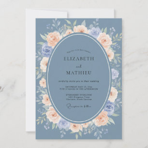 Dusty Blue Lavish Spring Wedding Invitation