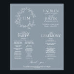 Dusty Blue Leafy Crest Monogram Wedding Program Poster<br><div class="desc">We're loving this trendy, modern dusty blue a formal wedding ceremony program Poster! Simple, elegant, and oh-so-pretty, it features a hand drawn leafy wreath encircling a modern wedding monogram. It is personalized in elegant typography, and accented with hand-lettered calligraphy. Finally, it is trimmed in a delicate frame. features all the...</div>