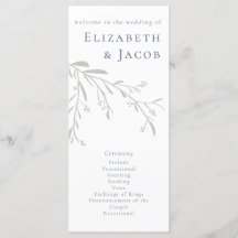 Dusty Blue Leaves and Berries Wedding Program