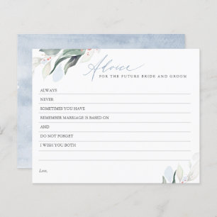 Dusty Blue Leaves Greenery Elegant Advice Card