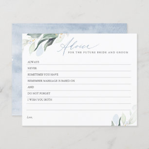 Dusty Blue Leaves Greenery Elegant Advice Card