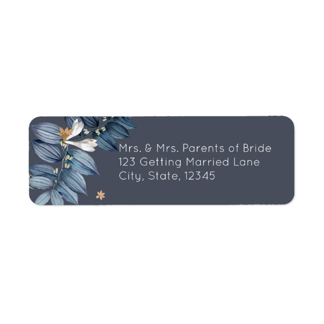 Dusty Blue Leaves White Flower Modern Wedding (Front)