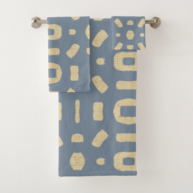 Dusty Blue Like African Kuba Kente Mud Cloth (Insitu)