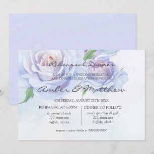 Dusty Blue Lilac Peony Rehearsal Dinner Invitation