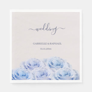 Dusty Blue Lilac Roses Blush Pink Elegant Wedding Napkin