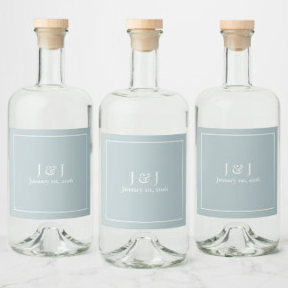 Dusty Blue Liquor Bottle Label V1