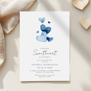 Dusty Blue Little Sweetheart Baby Boy Shower Invitation