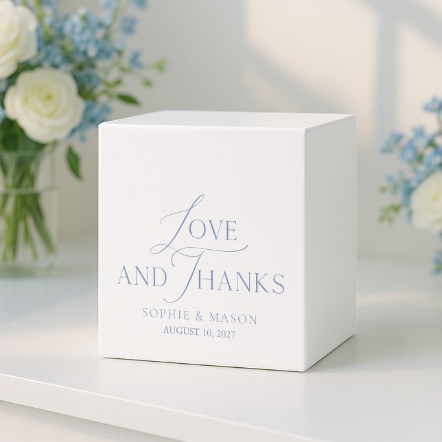 Dusty Blue “Love and Thanks” Wedding Favour Box (Creator Uploaded)
